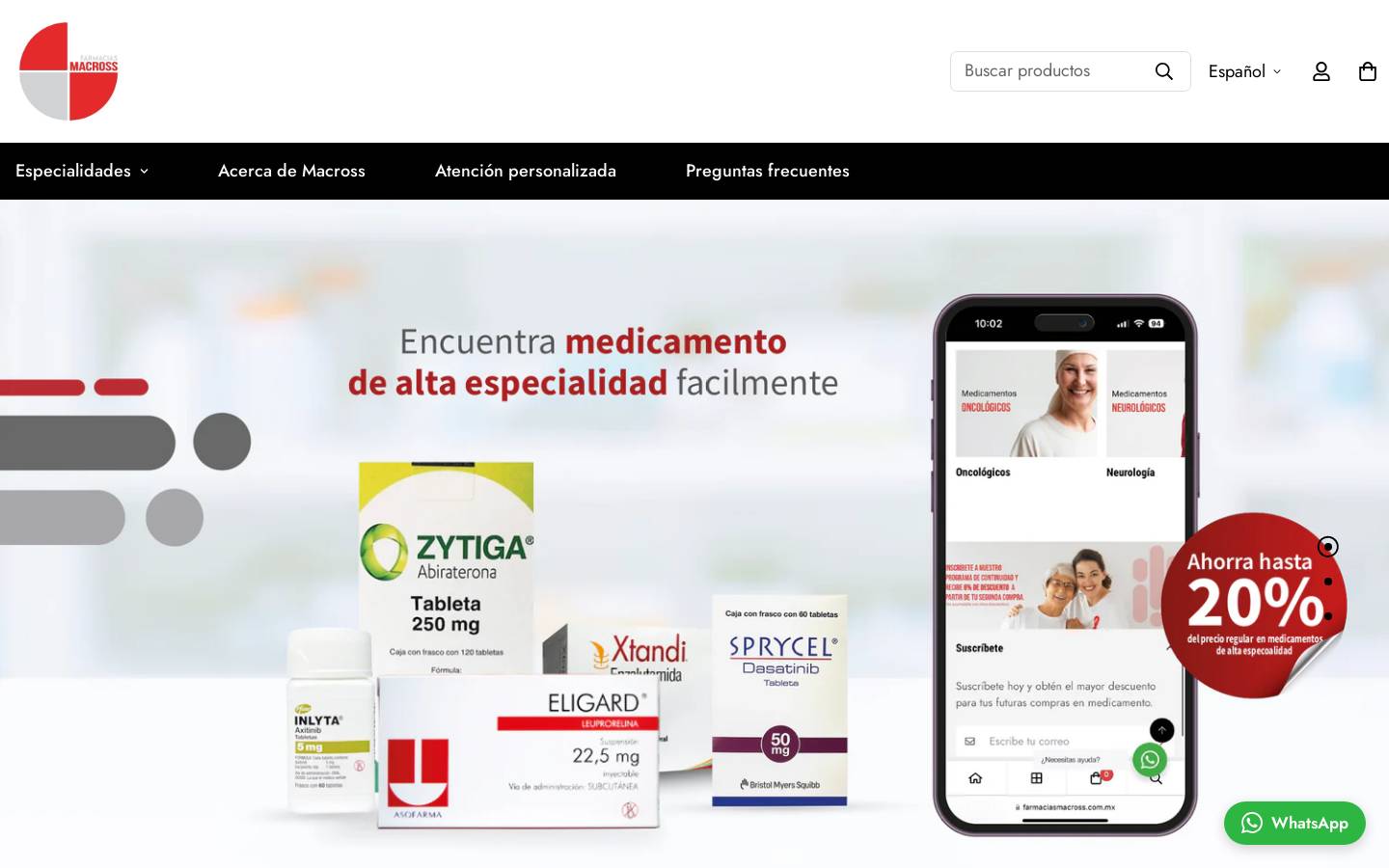 farmaciasmacross.com.mx homepage screenshot