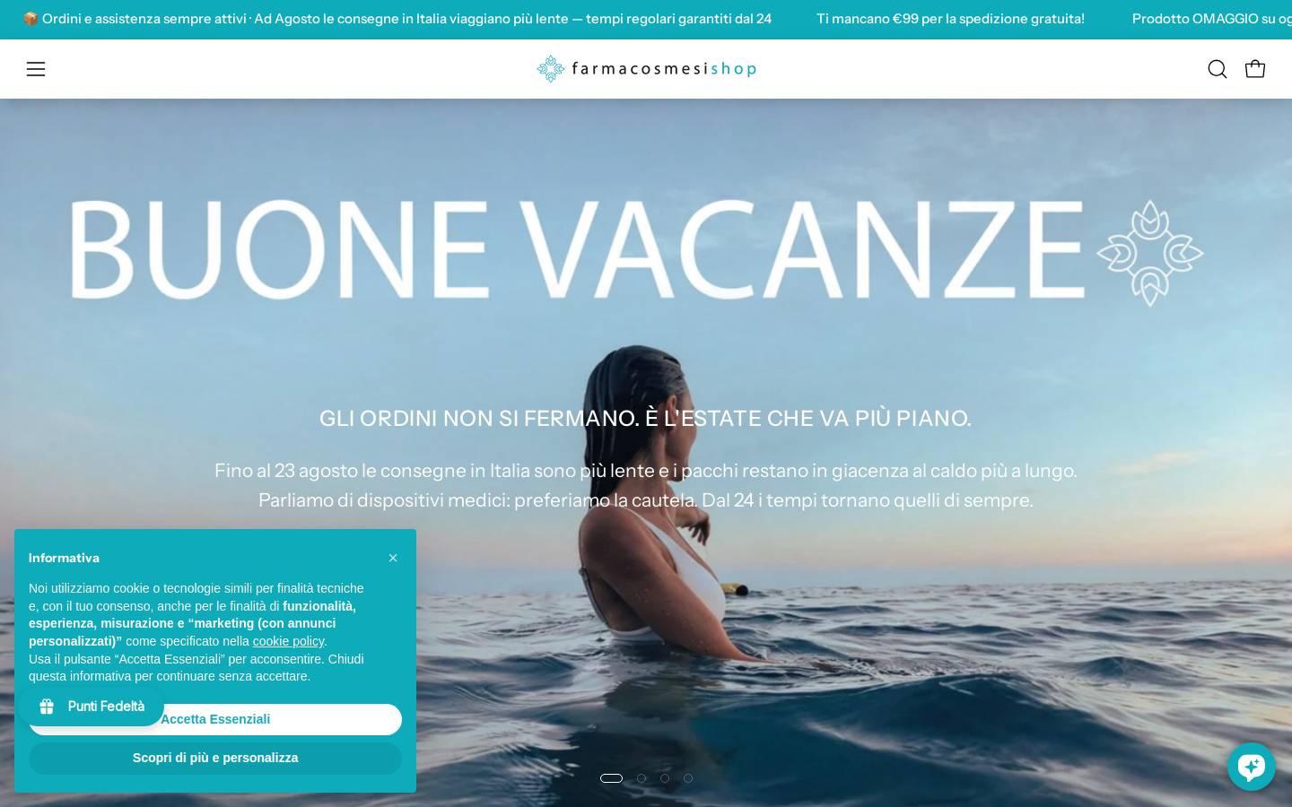 Farmacosmesishop homepage screenshot