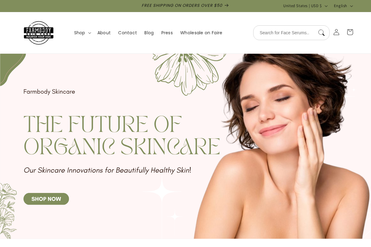 farmbodyskincare.com homepage screenshot