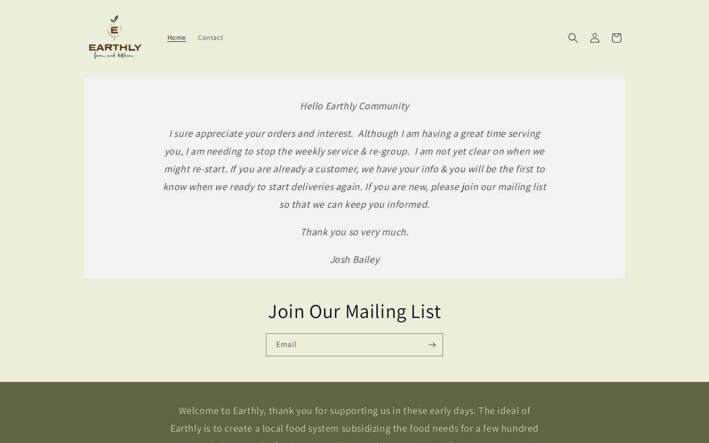 farmearthlyfood.com homepage screenshot