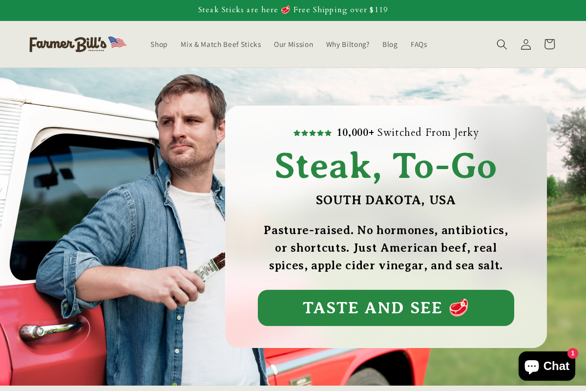 Farmer Bill's Provisions homepage screenshot