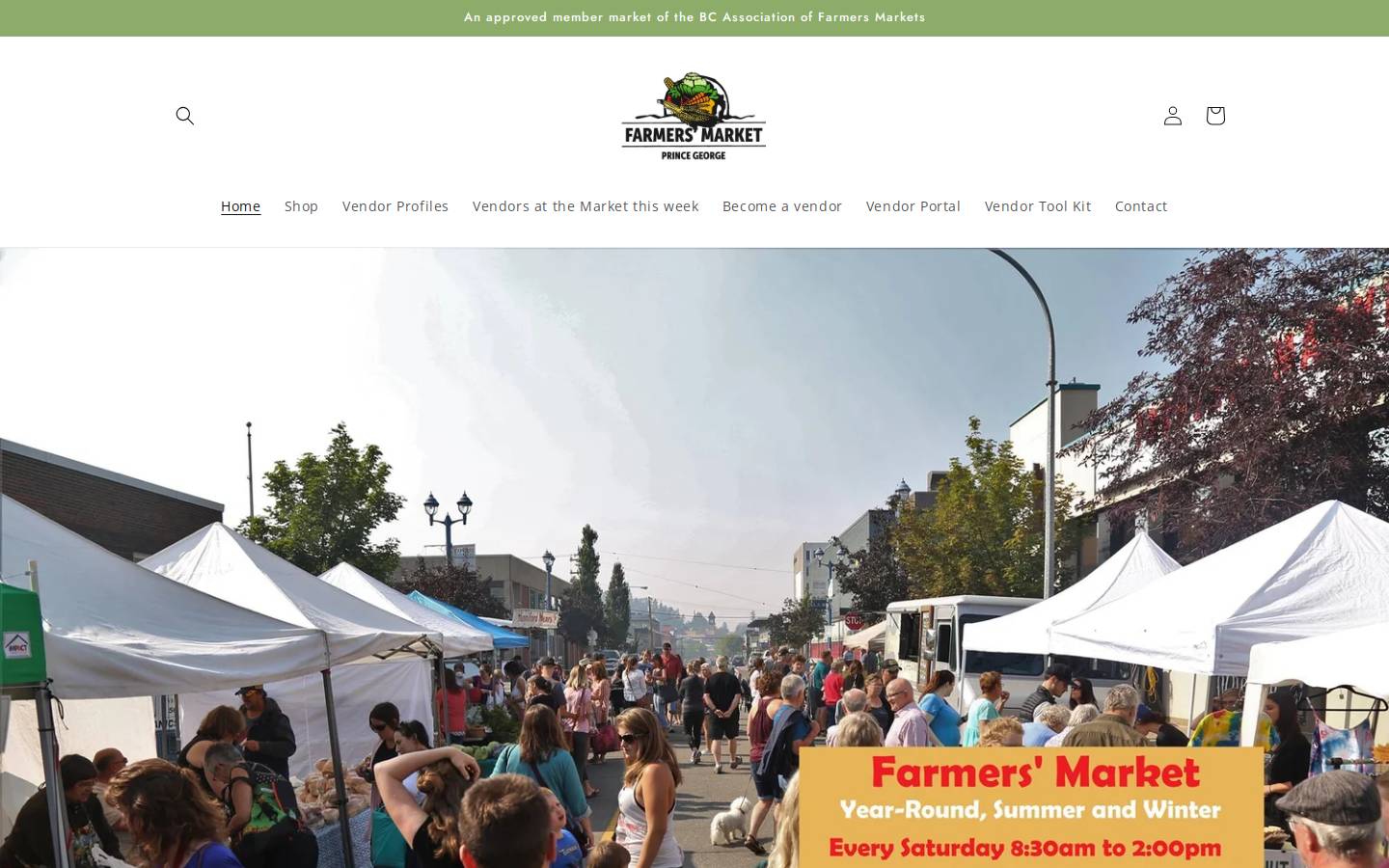 farmersmarketpg.ca homepage screenshot