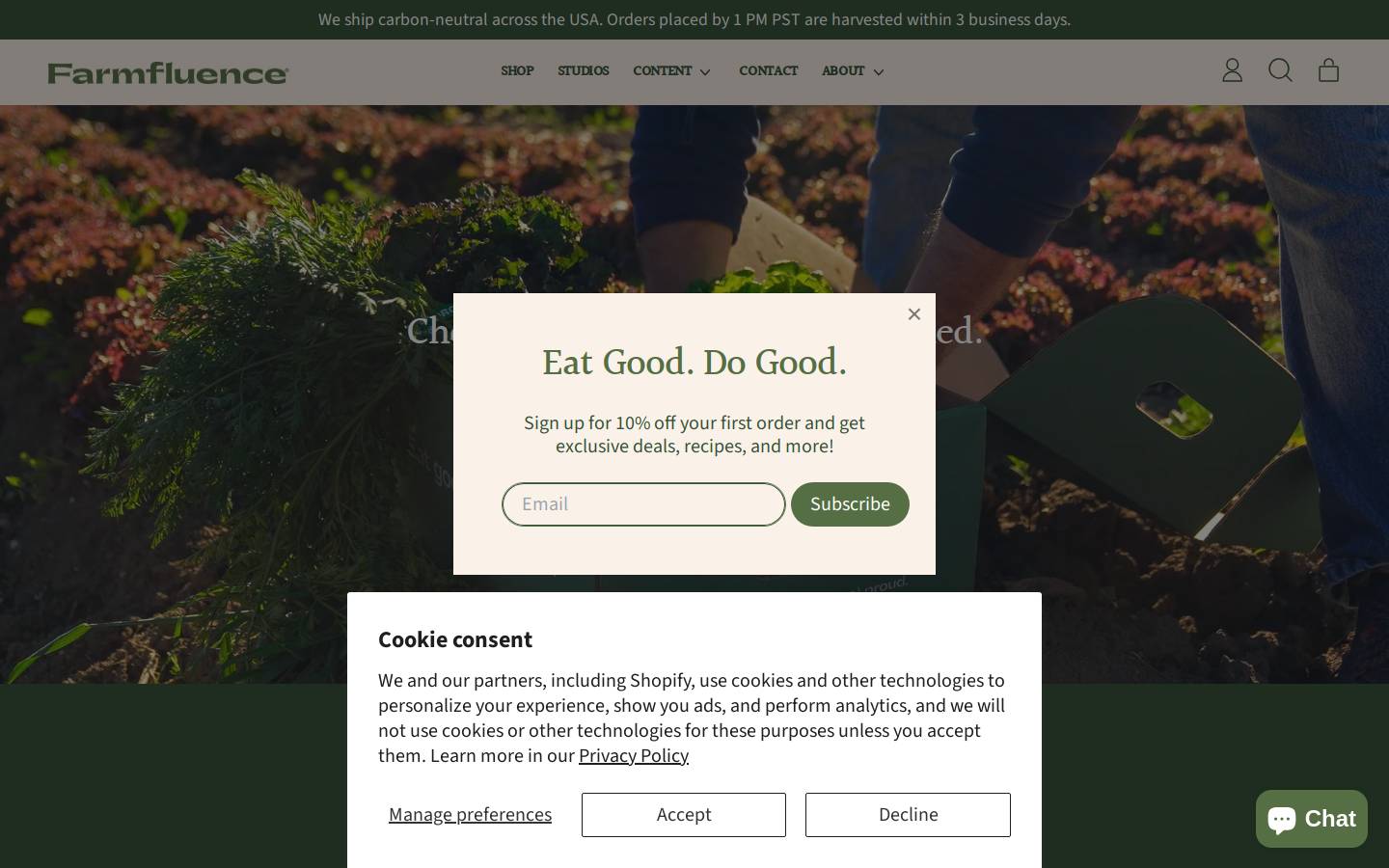 farmfluence.co homepage screenshot