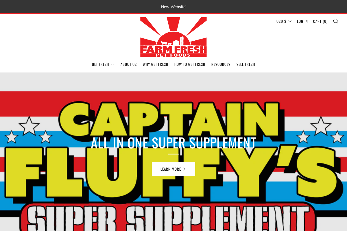 Farm Fresh Pet Foods homepage screenshot