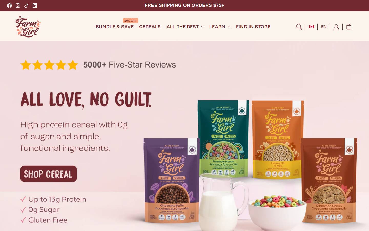 Farmgirlcereal homepage screenshot