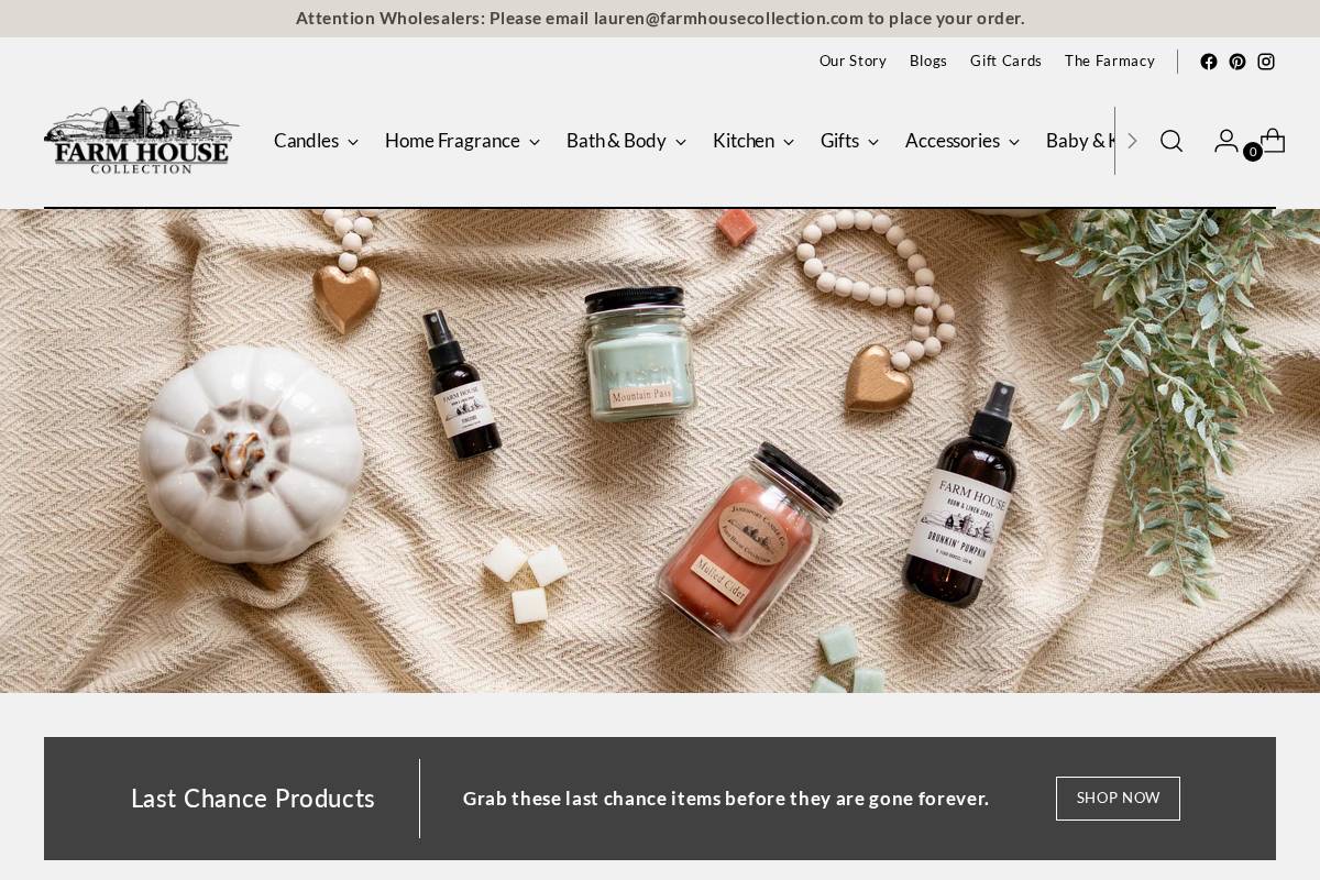 farmhousecollection.com homepage screenshot