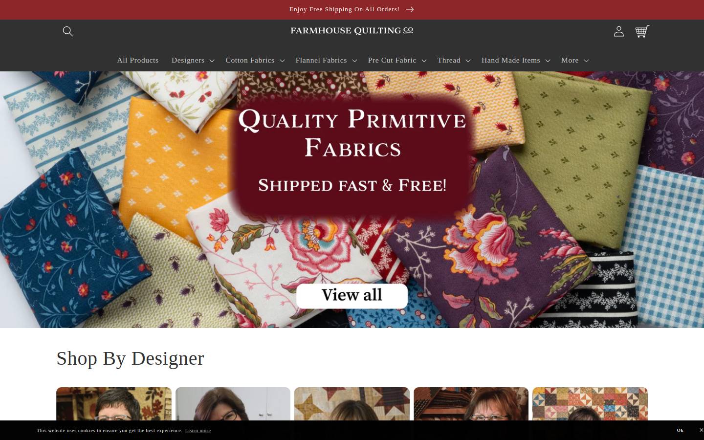 farmhousequiltingco.com homepage screenshot