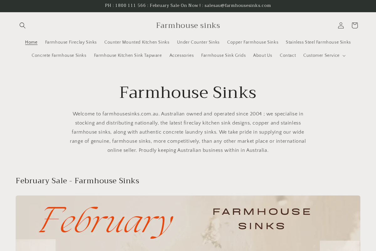 Farmhouse sinks homepage screenshot