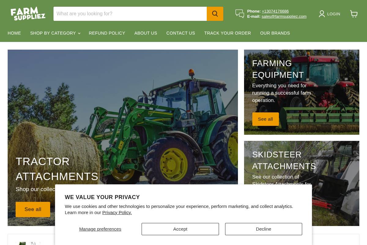 farmsuppliez.com homepage screenshot