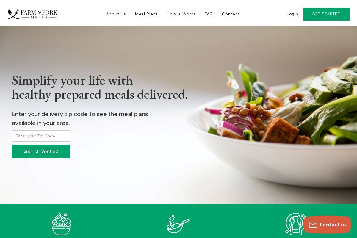Farm to Fork Meals homepage screenshot