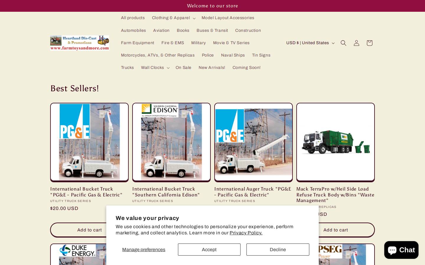 farmtoysandmore.com homepage screenshot