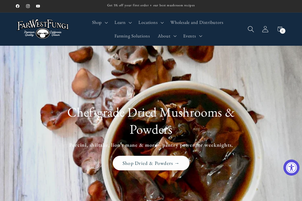 Far West Fungi homepage screenshot