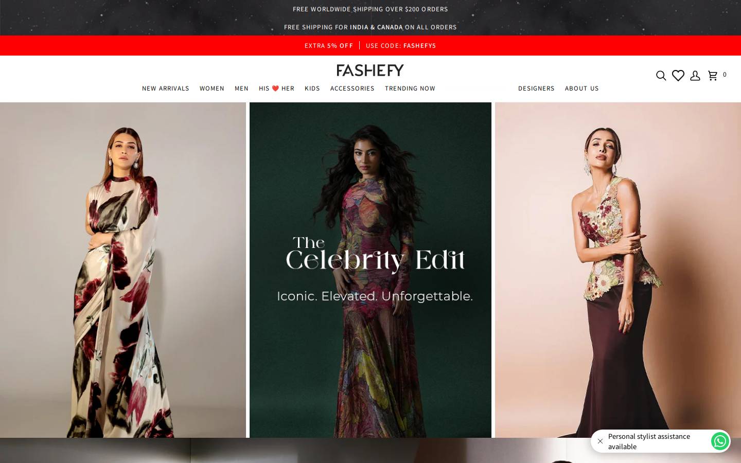 fashefy.com homepage screenshot