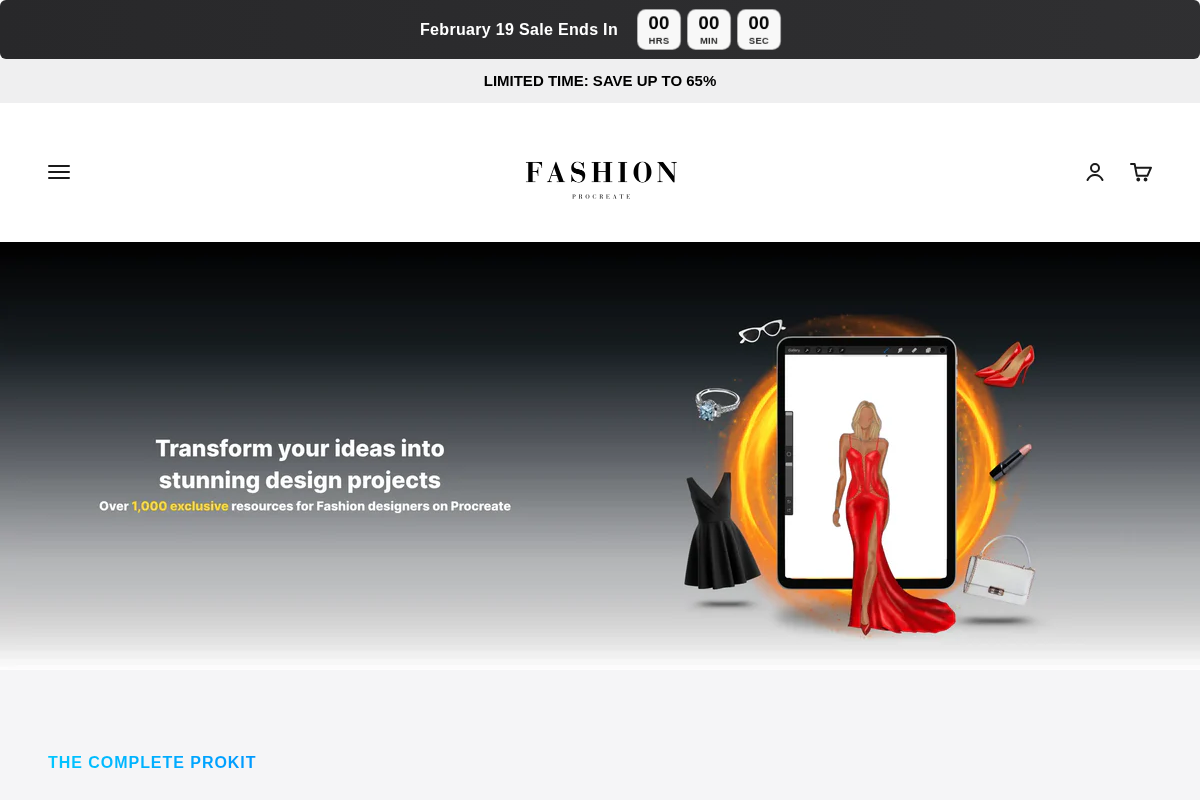Fashion Procreate homepage screenshot