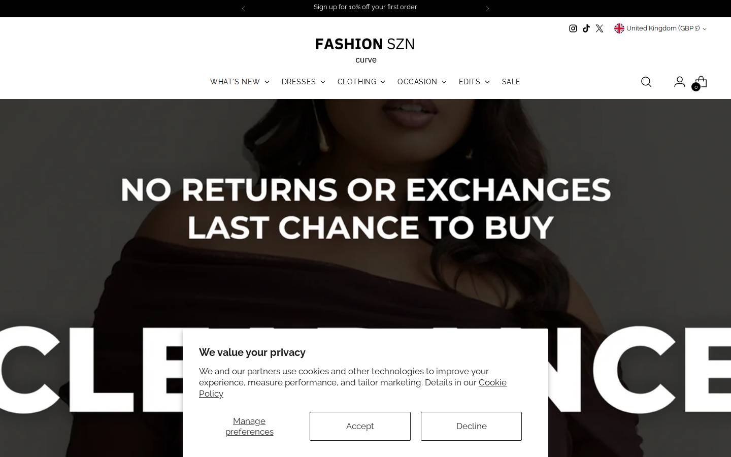 Fashion Szn homepage screenshot