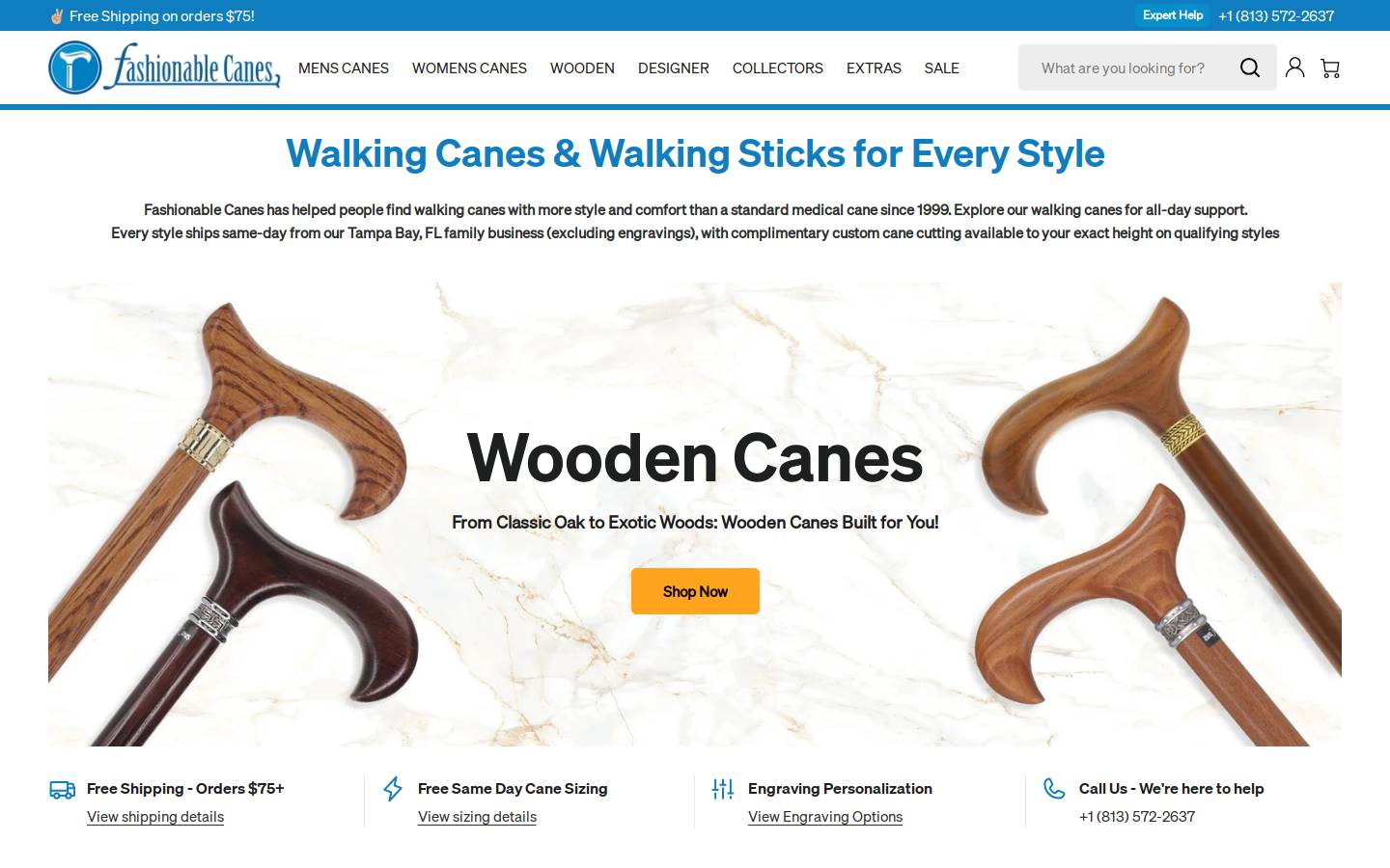 Fashionable Canes homepage screenshot