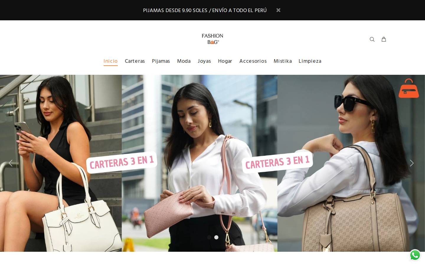 fashionbagperu.com homepage screenshot