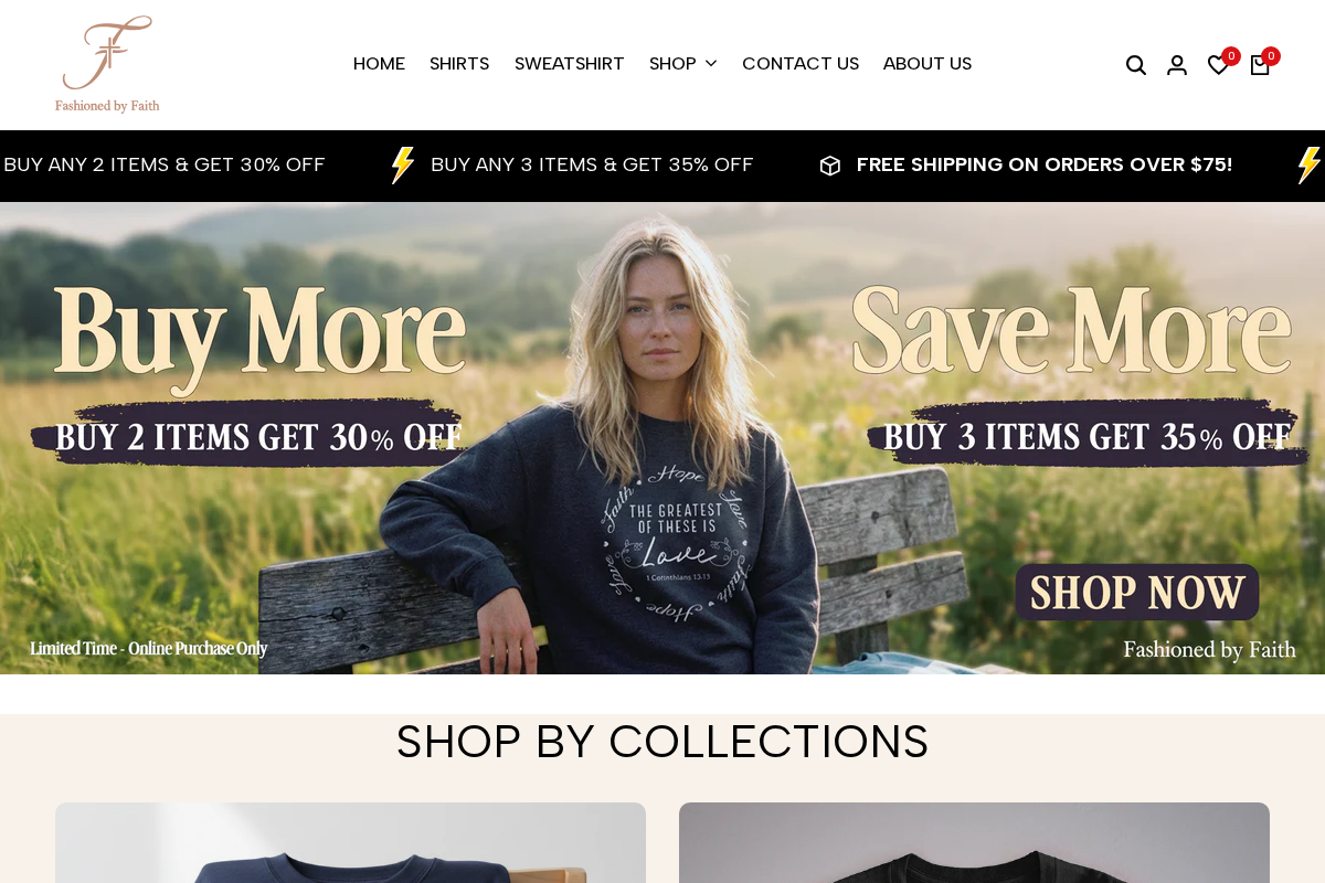 Fashioned by Faith homepage screenshot