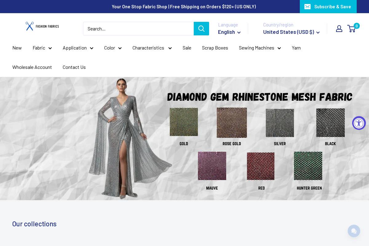 fashionfabricla.com homepage screenshot