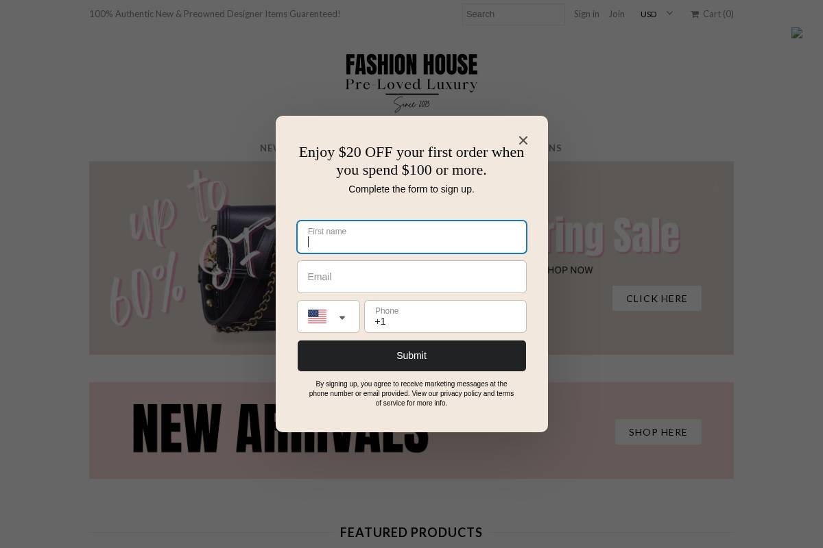 fashionhouseamman.com homepage screenshot