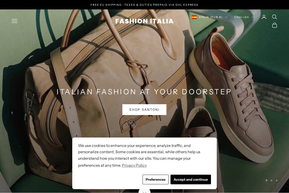 fashionitalia.com homepage screenshot