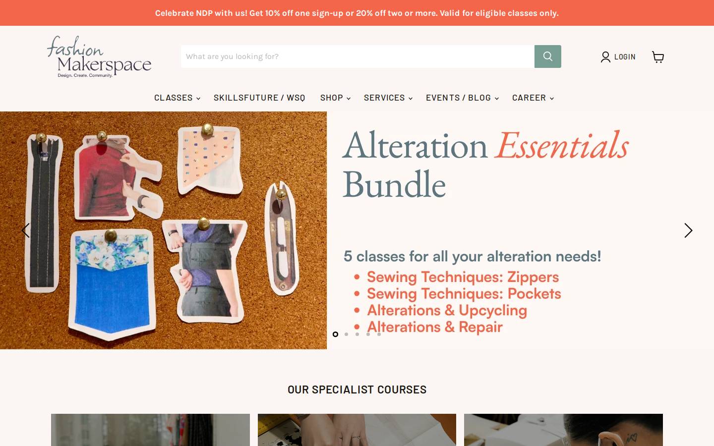 fashionmakerspace.com homepage screenshot