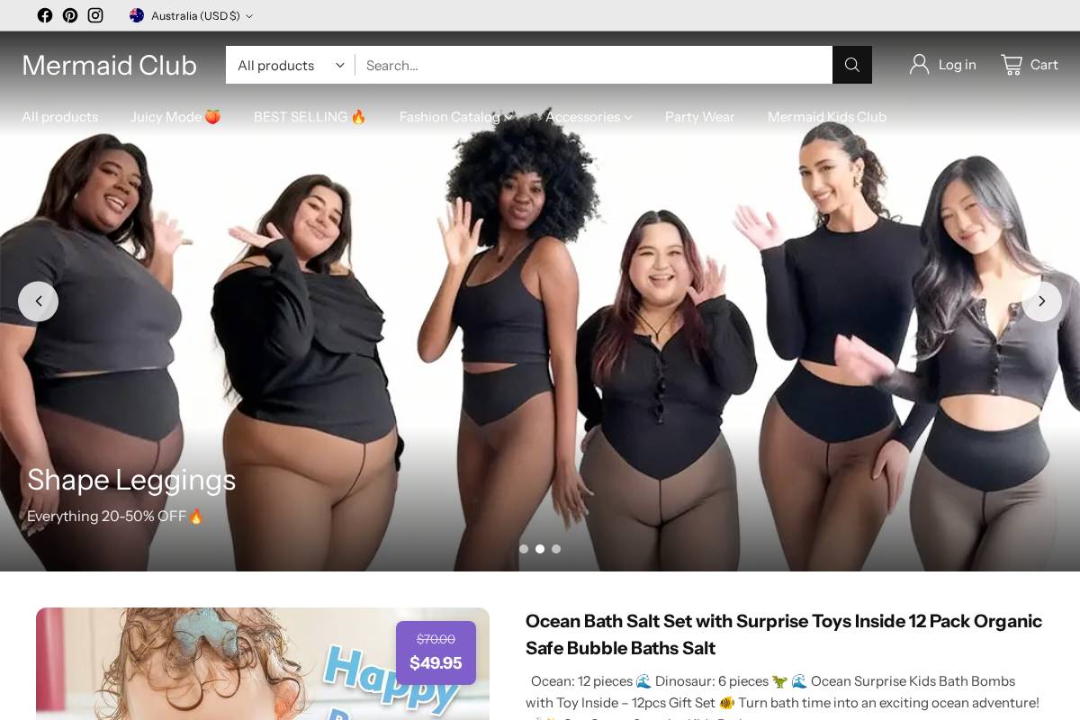 fashionmermaidclub.com homepage screenshot