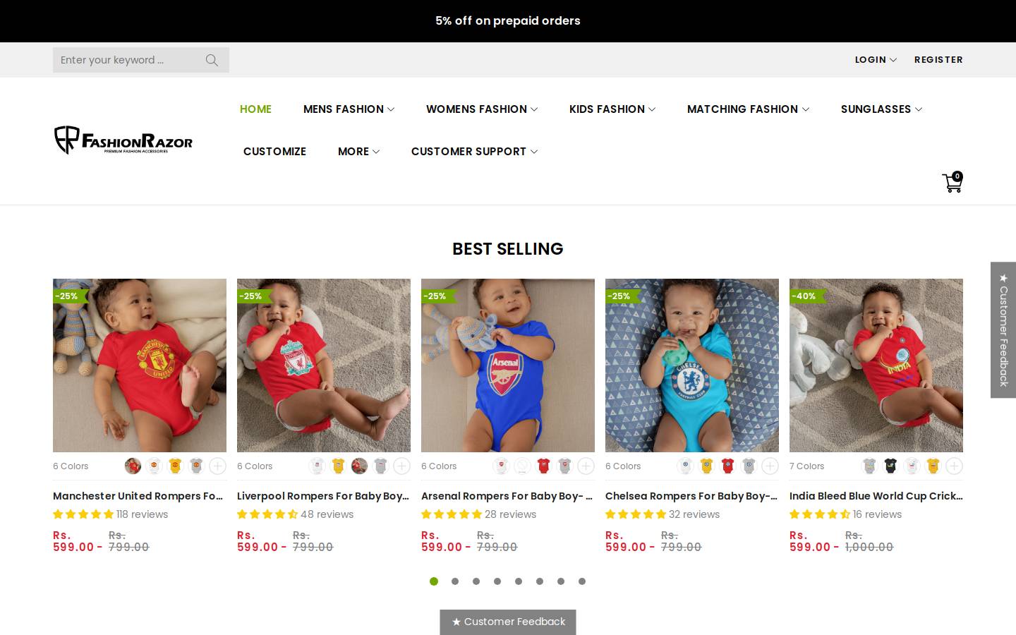 fashionrazor.com homepage screenshot
