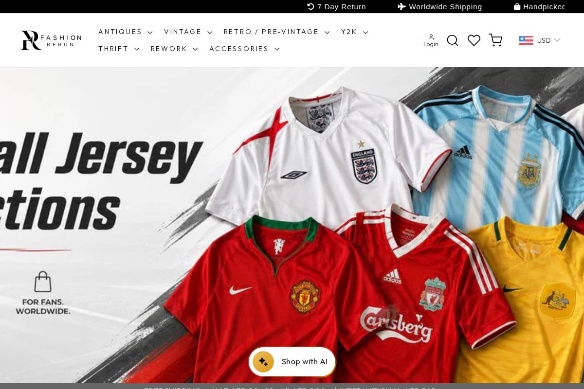 FashionRerun homepage screenshot