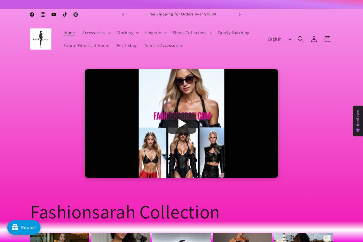 fashionsarah.com homepage screenshot