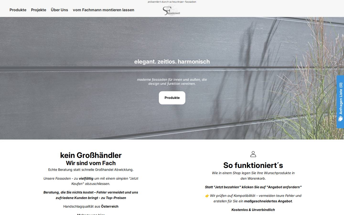 fassadenwelt.at homepage screenshot