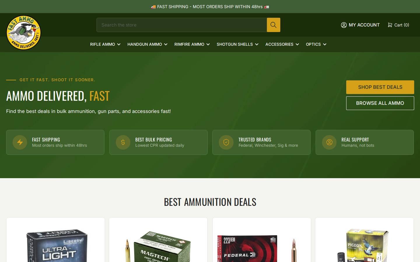 Fastammo homepage screenshot