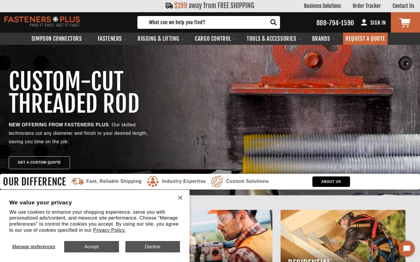 Fastenersplus homepage screenshot