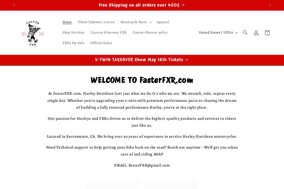 fasterfxr.com homepage screenshot