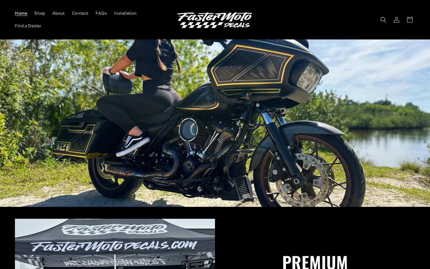 fastermotodecals.com homepage screenshot