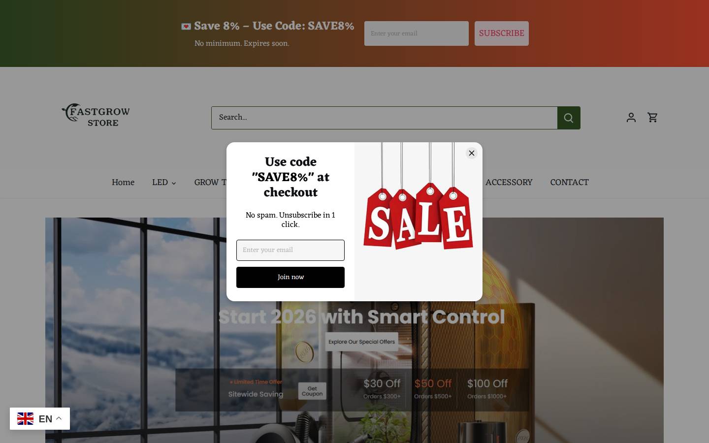 Fastgrowstore homepage screenshot