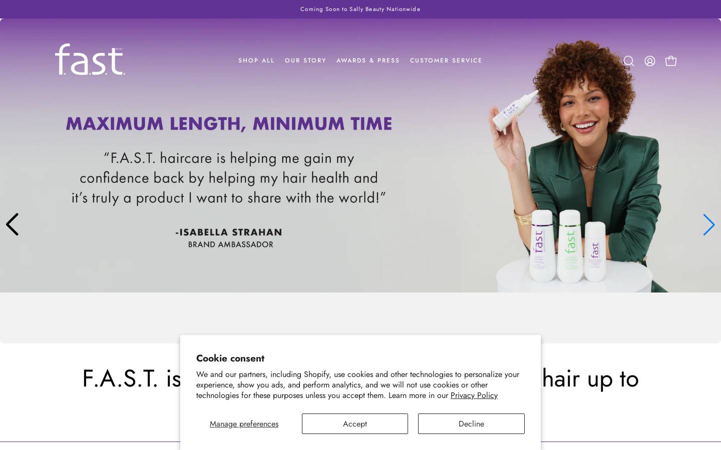 fasthaircare.com homepage screenshot