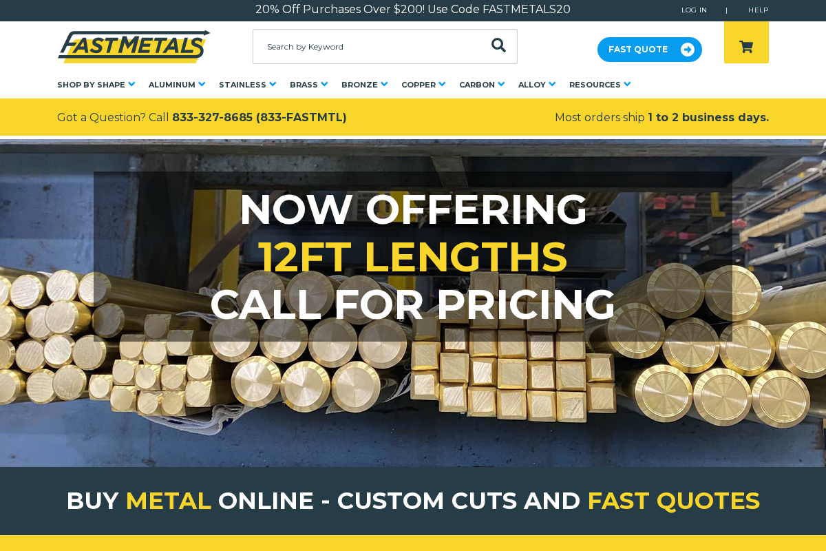 FastMetals homepage screenshot