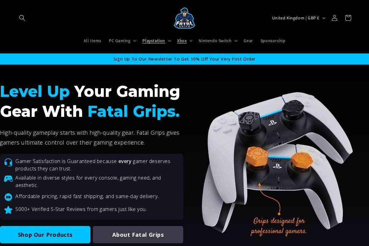 Fatal Grips homepage screenshot