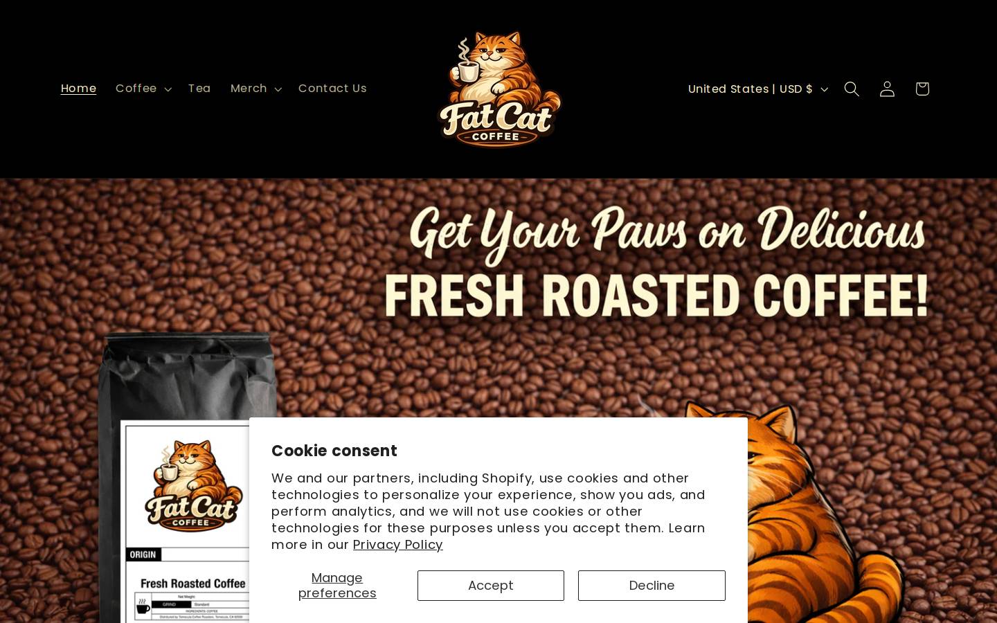fatcatcoffee.co homepage screenshot