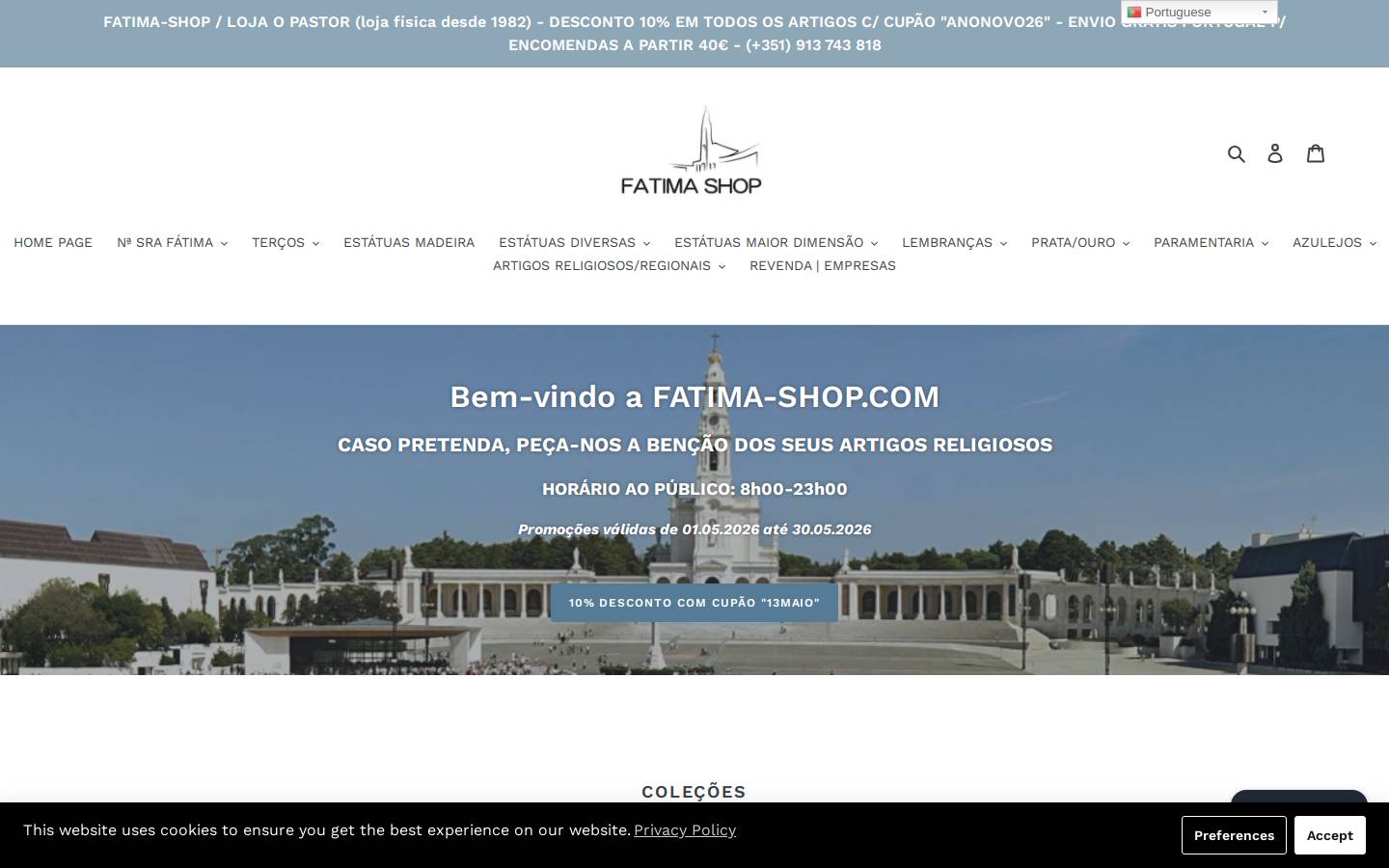 fatima-shop.com homepage screenshot