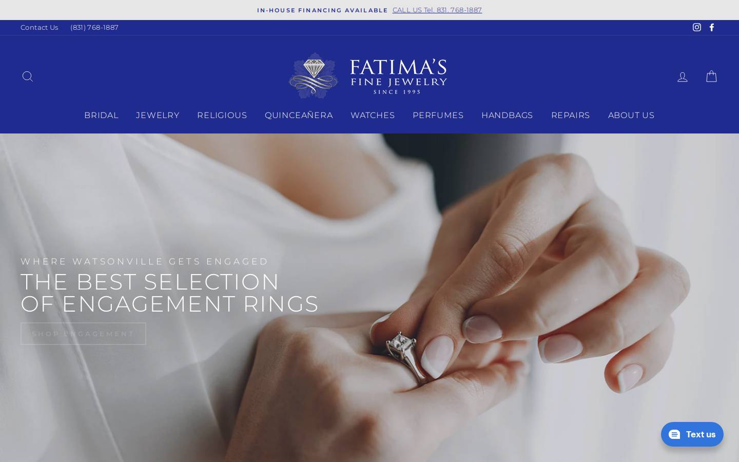fatimasfinejewelry.com homepage screenshot