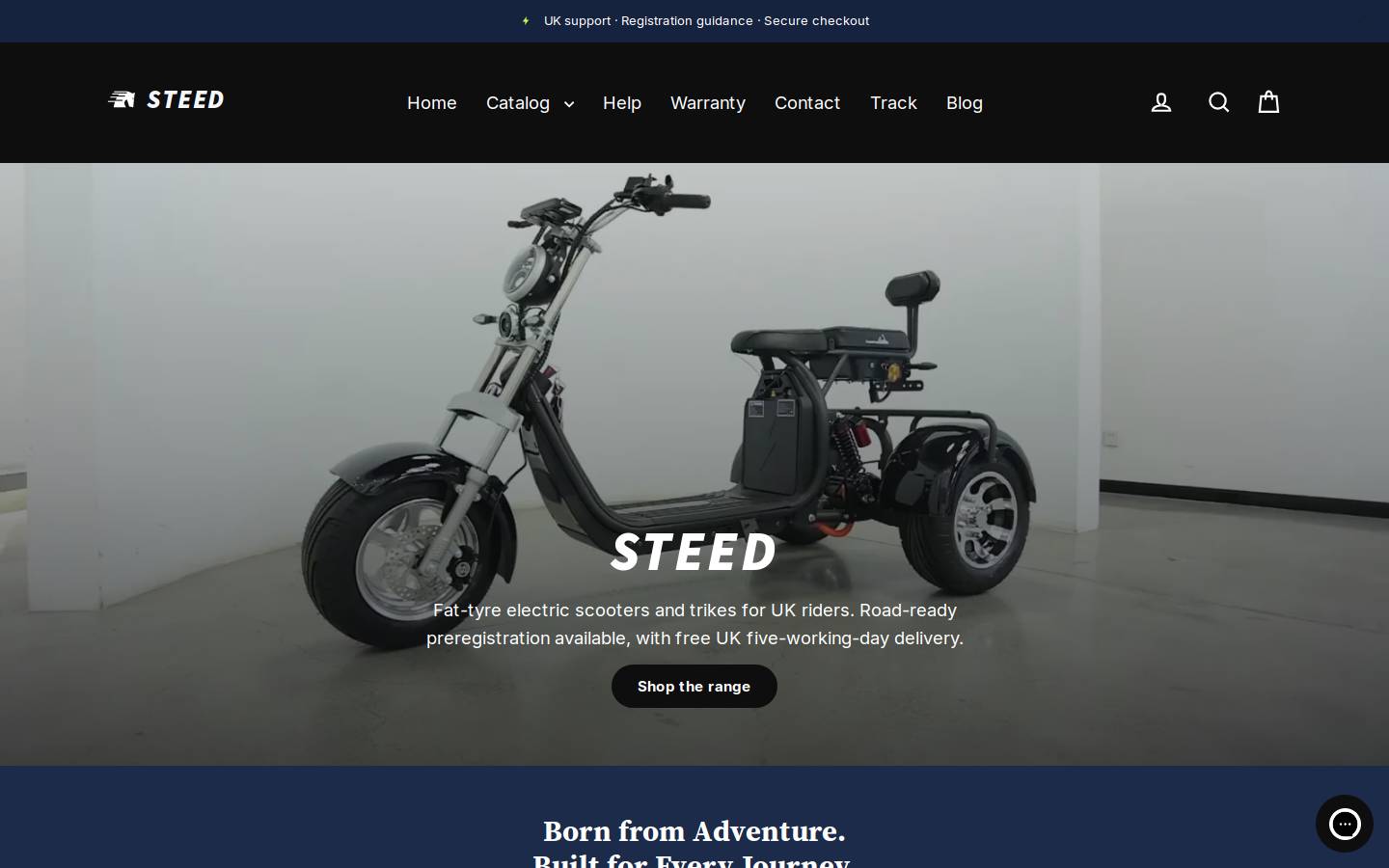 Ridesteed homepage screenshot