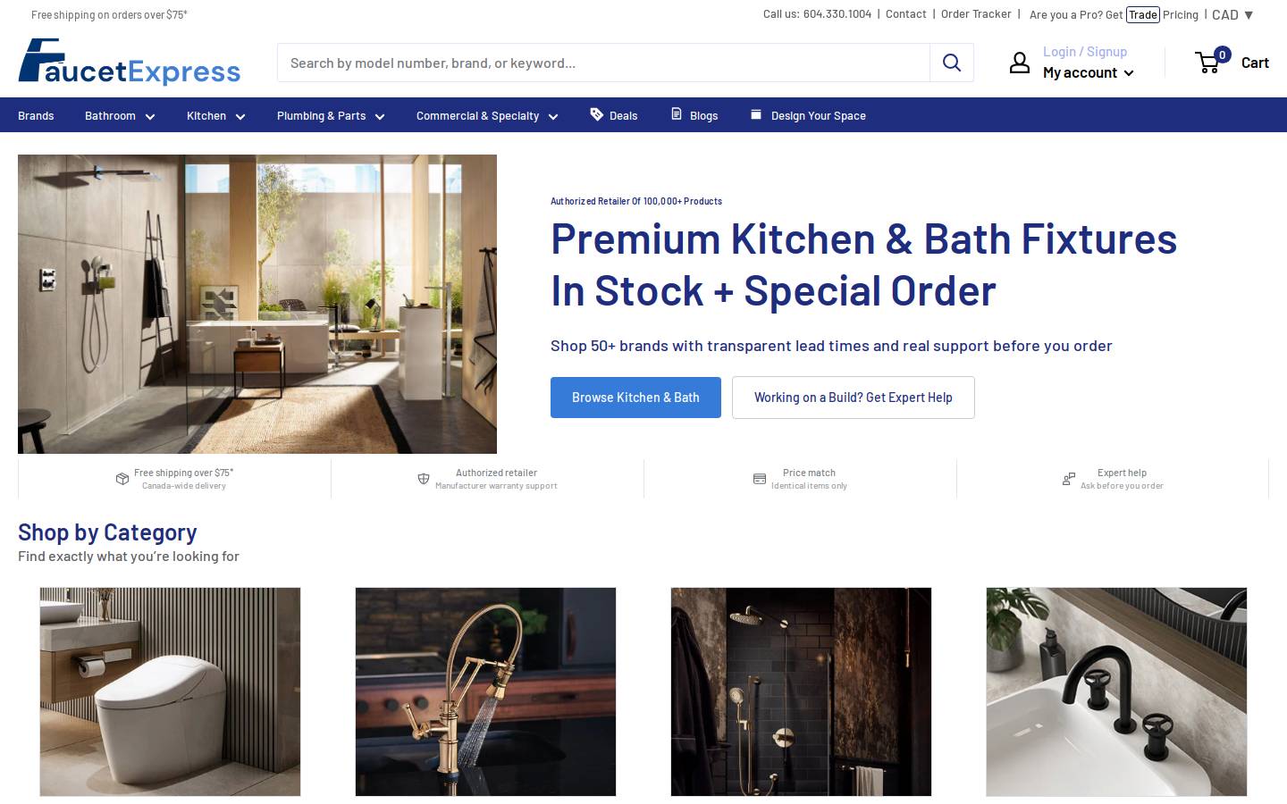 faucetexpress.com homepage screenshot