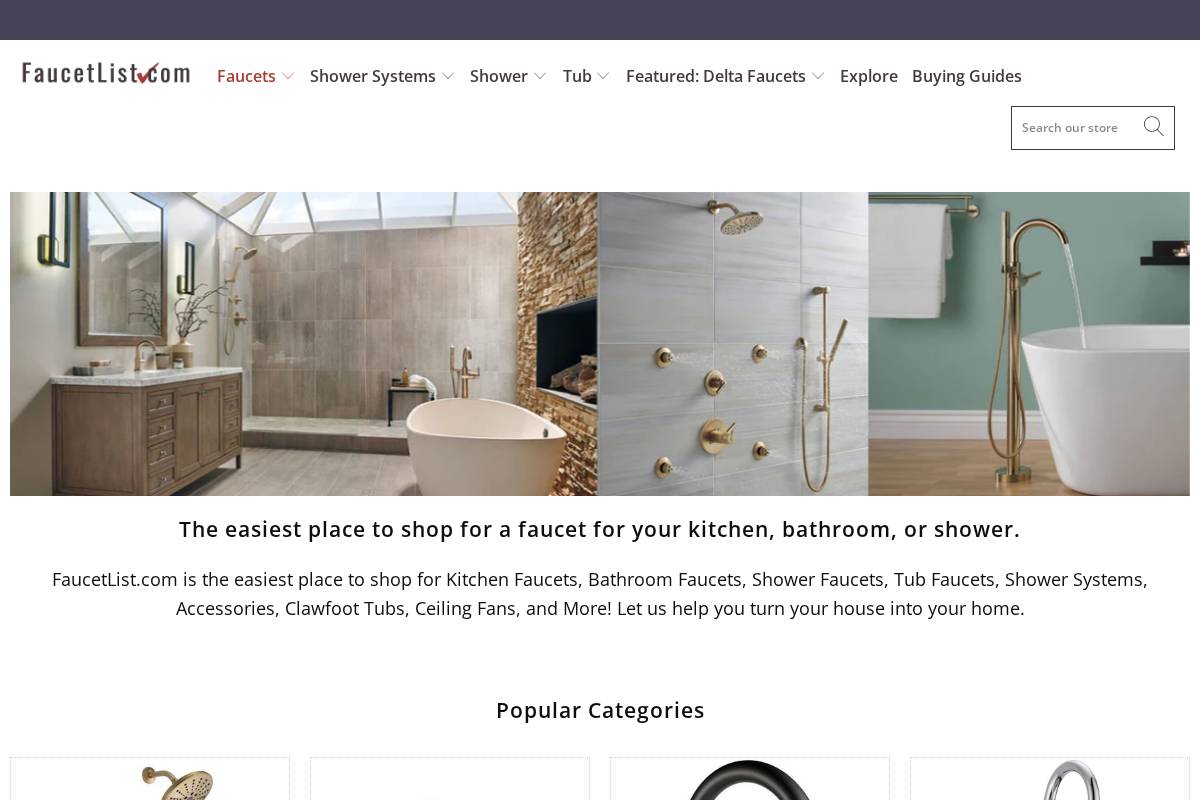 faucetlist.com homepage screenshot