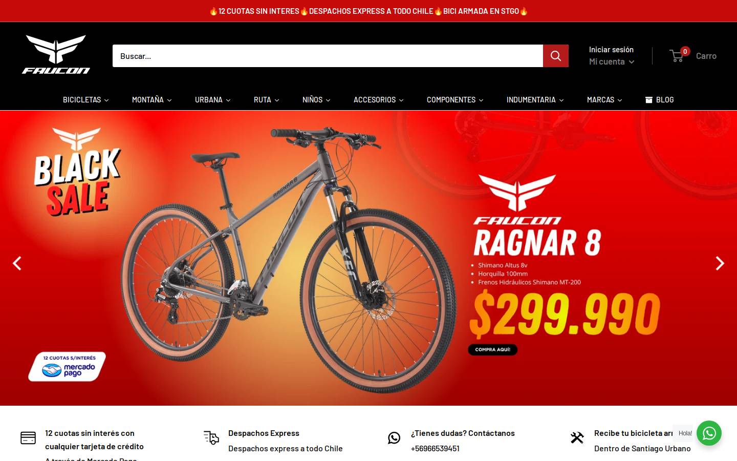 fauconbikes.cl homepage screenshot
