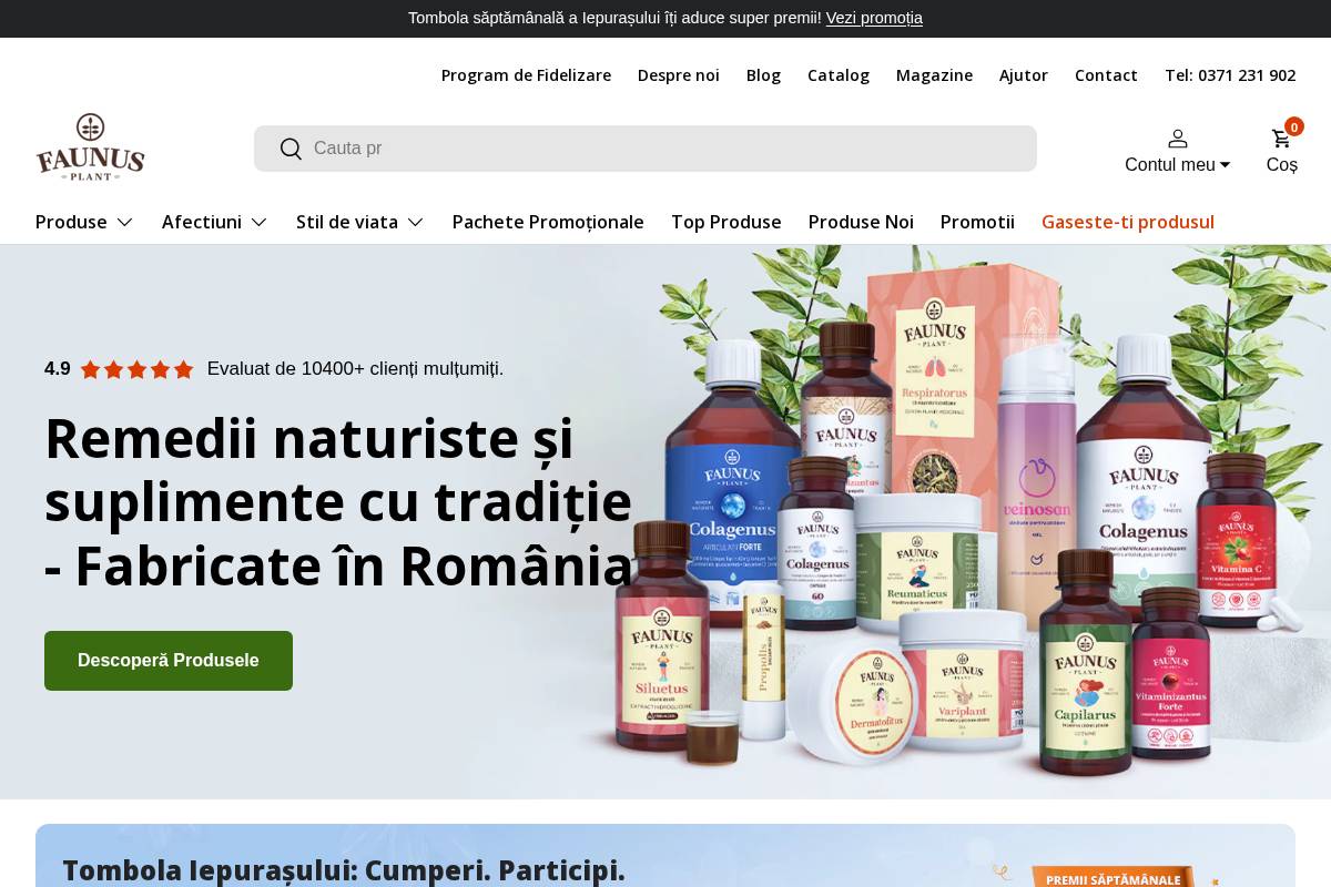faunusplant.ro homepage screenshot