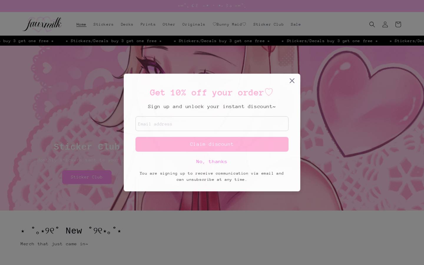 fauxmilk.co homepage screenshot