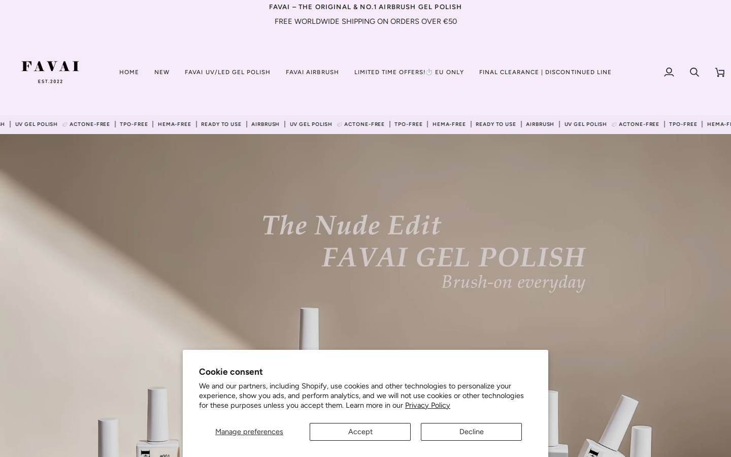 favaiairbrush.com homepage screenshot