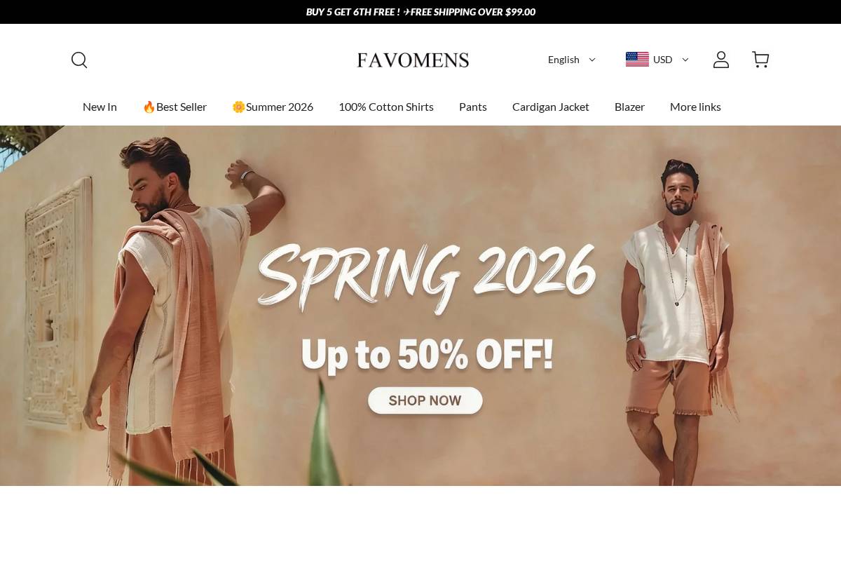 Favomens homepage screenshot
